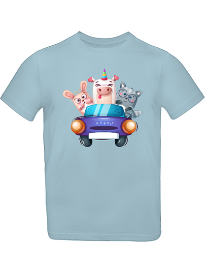 Camiseta infantil con estampado de dibujos animados de un cerdo, un conejo y un gato SK