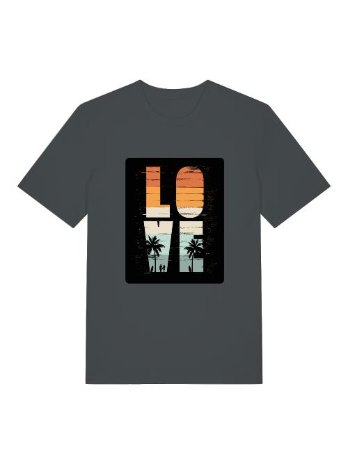 Retro Love Surfer Front - Unisex Erwachsenen Bio Baumwolle Kurzarm Shirt Creator T-Shirt 2.0 ST/ST SH