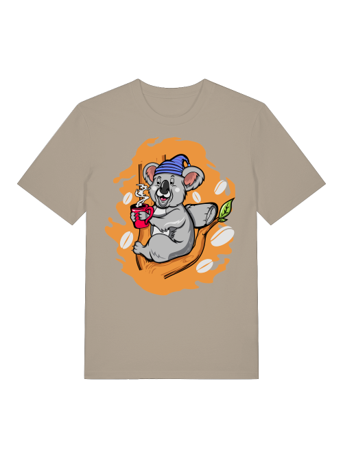 Koala Coffee Time Front - Unisex Erwachsenen Bio Baumwolle Kurzarm Shirt Creator T-Shirt 2.0 ST/ST SH
