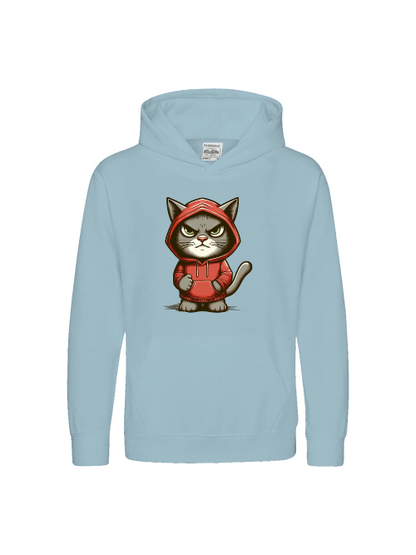 Sudadera con capucha premium para niños Dulce gato sombrío