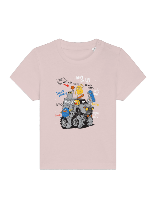 Monster Truck de dibujos animados con amigos - Camiseta Baby Creator