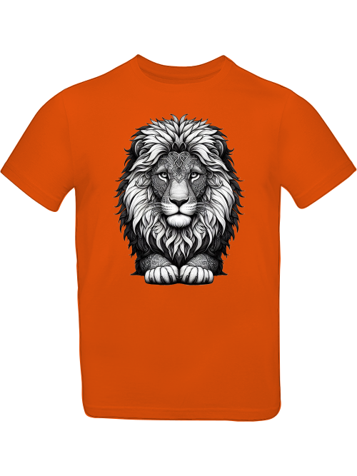 T-shirt kids mandala lion head in gray