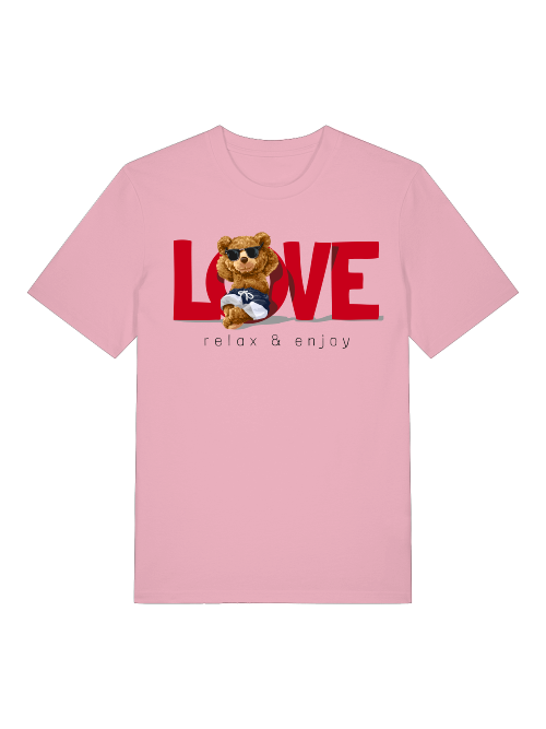 Love Teddy Relax and Enjoy 2.0 Front - Unisex Erwachsenen Bio Baumwolle Kurzarm Shirt Creator T-Shirt 2.0 ST/St SH