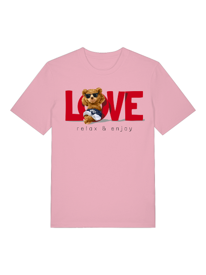 Love Teddy Relax and Enjoy 2.0 Front - Unisex Erwachsenen Bio Baumwolle Kurzarm Shirt Creator T-Shirt 2.0 ST/St SH