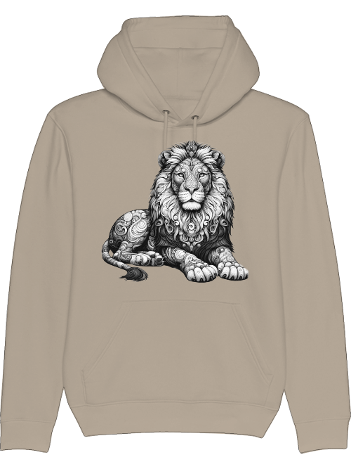 Cruiser hoodie mandala lion in gray