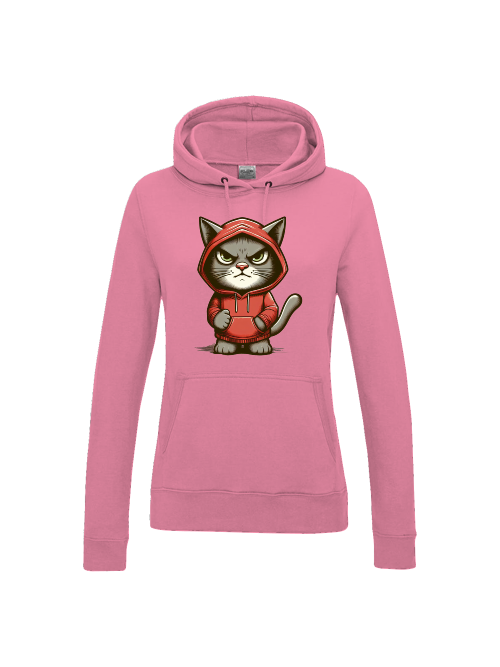 Girlie College Hoodie grimmige Katze