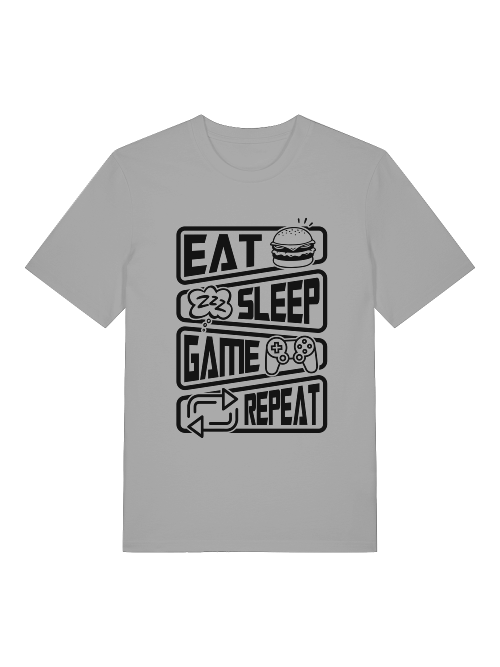 Eat Sleep Game Repeat Front - Unisex Erwachsenen Bio Creator T-Shirt SH