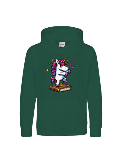 Unicornio bailando sobre un libro - Sudadera con capucha premium para niños SK