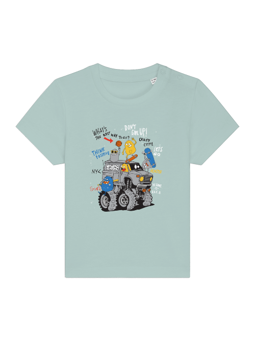 Monster Truck de dibujos animados con amigos - Camiseta Baby Creator