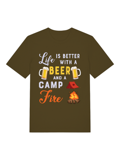 La vida es mejor con cerveza y acampada - Camiseta unisex de manga corta de algodón orgánico para adultos Creator T-Shirt 2.0 ST/ST SH