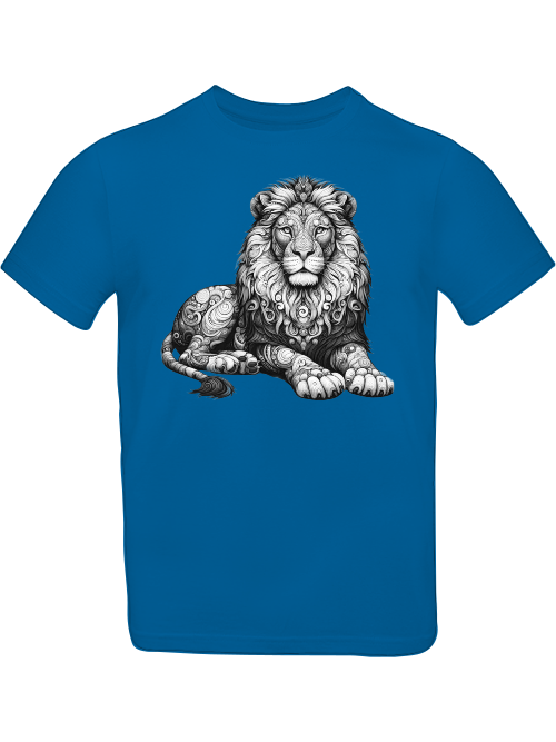 T-shirt kids mandala lion in gray