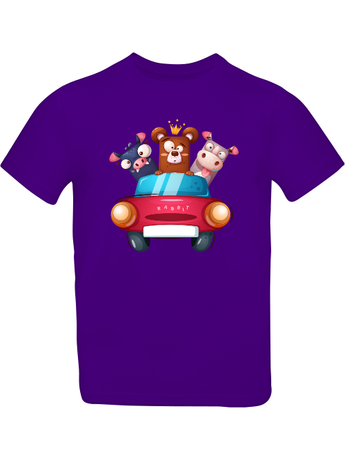 Camiseta para niños con diseño de dibujos animados Trio Cow Baer Piggy in Car