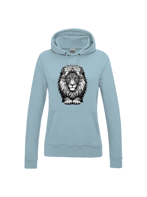 Girlie College Hoodie Mandala Löwenkopf in grau