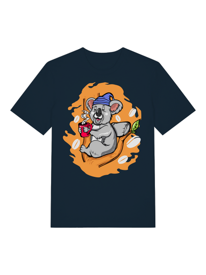 Koala Coffee Time Front - Unisex Erwachsenen Bio Baumwolle Kurzarm Shirt Creator T-Shirt 2.0 ST/ST SH