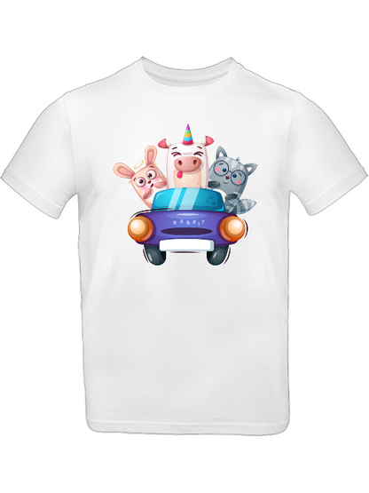 Camiseta infantil con estampado de dibujos animados de un cerdo, un conejo y un gato SK