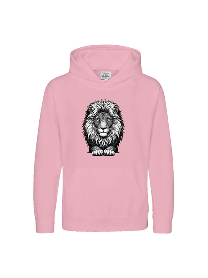 Sudadera con capucha premium para niños Sweet Mandala cabeza de león en gris