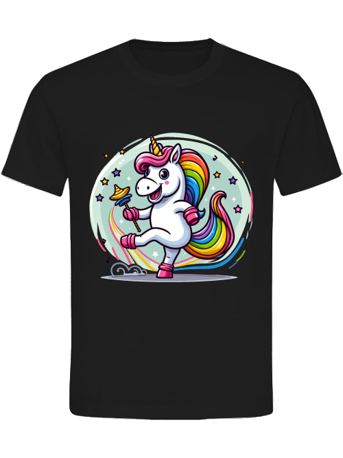 Heavy Cotton T-Shirt Unicorn dancing with bubble