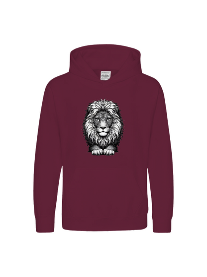 Sudadera con capucha premium para niños Sweet Mandala cabeza de león en gris