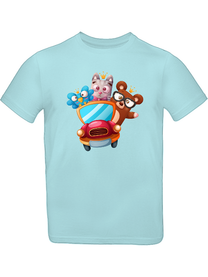 Cartoon Trio Vogel Baer Cat T-Shirt Kids SK