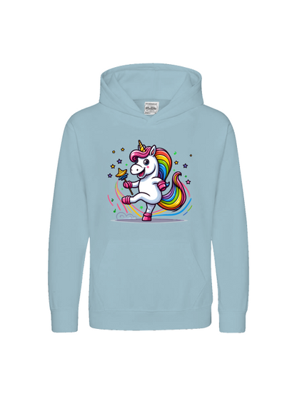 Sudadera con capucha premium para niños El dulce unicornio está bailando