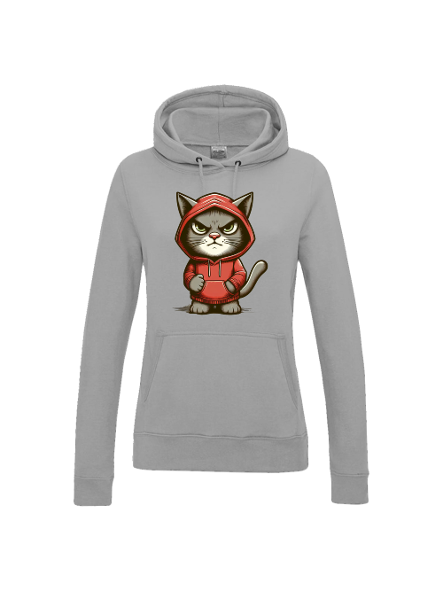 Girlie College Hoodie grimmige Katze