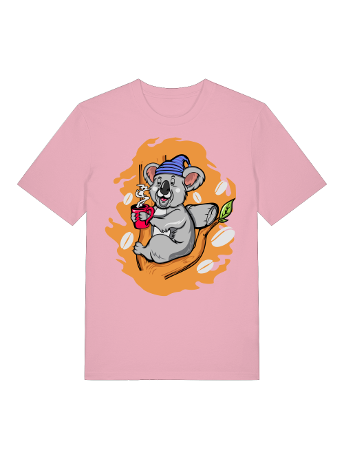 Koala Coffee Time Front - Unisex Erwachsenen Bio Baumwolle Kurzarm Shirt Creator T-Shirt 2.0 ST/ST SH
