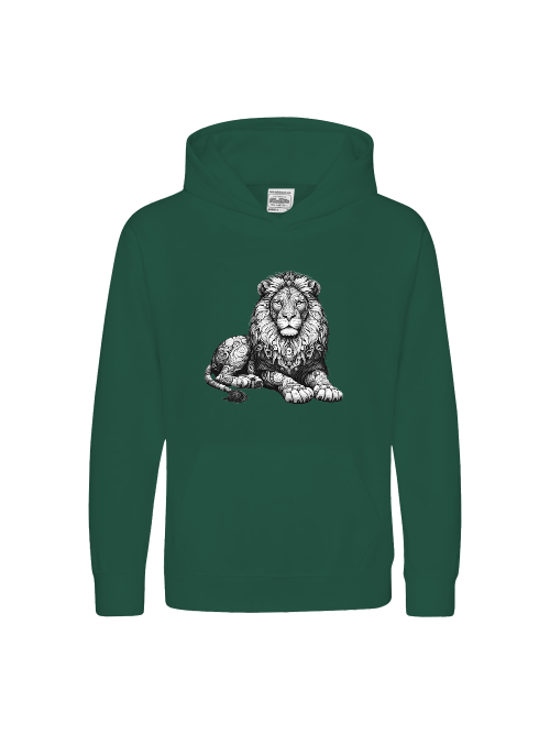 Kids Premium Hoodie Sweet Mandala Lion in gray