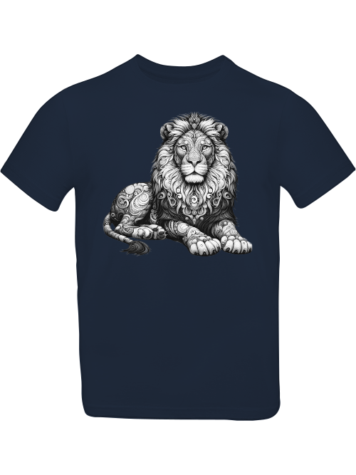 T-shirt kids mandala lion in gray