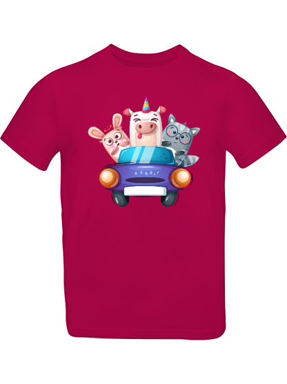 Camiseta infantil con estampado de dibujos animados de un cerdo, un conejo y un gato SK