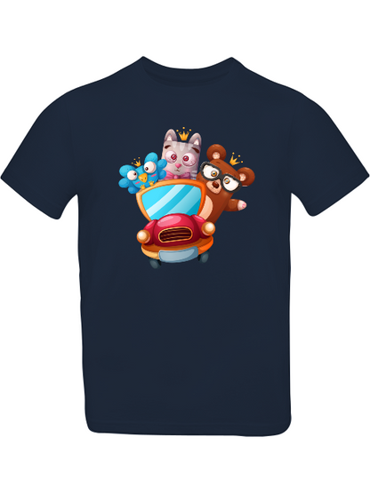 Cartoon Trio Vogel Baer Cat T-Shirt Kids SK