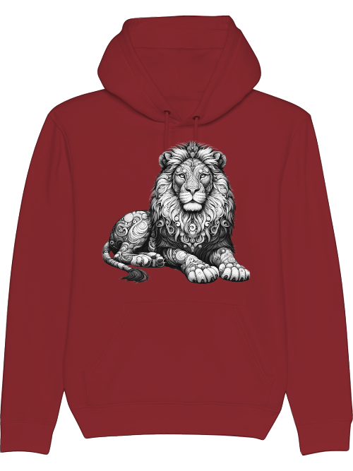 Cruiser hoodie mandala lion in gray