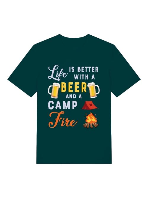La vida es mejor con cerveza y acampada - Camiseta unisex de manga corta de algodón orgánico para adultos Creator T-Shirt 2.0 ST/ST SH