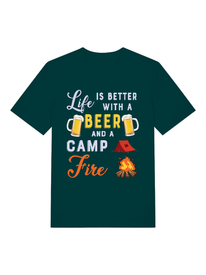 La vida es mejor con cerveza y acampada - Camiseta unisex de manga corta de algodón orgánico para adultos Creator T-Shirt 2.0 ST/ST SH