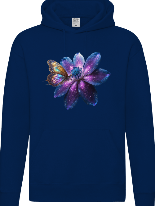 Premium Hooded Sweat Hoodie Partnershirt Galaxieblume mit Schmetterling Front