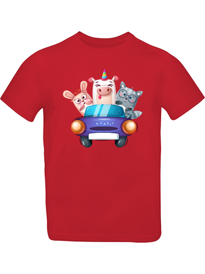 Camiseta infantil con estampado de dibujos animados de un cerdo, un conejo y un gato SK