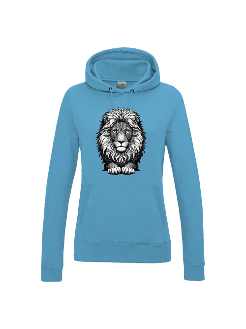 Girlie College Hoodie Mandala Löwenkopf in grau