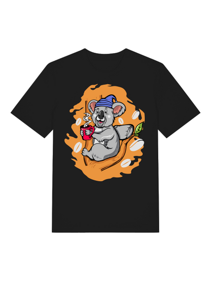Koala Coffee Time Front - Unisex Erwachsenen Bio Baumwolle Kurzarm Shirt Creator T-Shirt 2.0 ST/ST SH