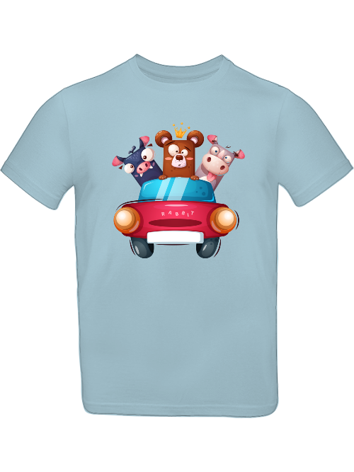 Camiseta para niños con diseño de dibujos animados Trio Cow Baer Piggy in Car