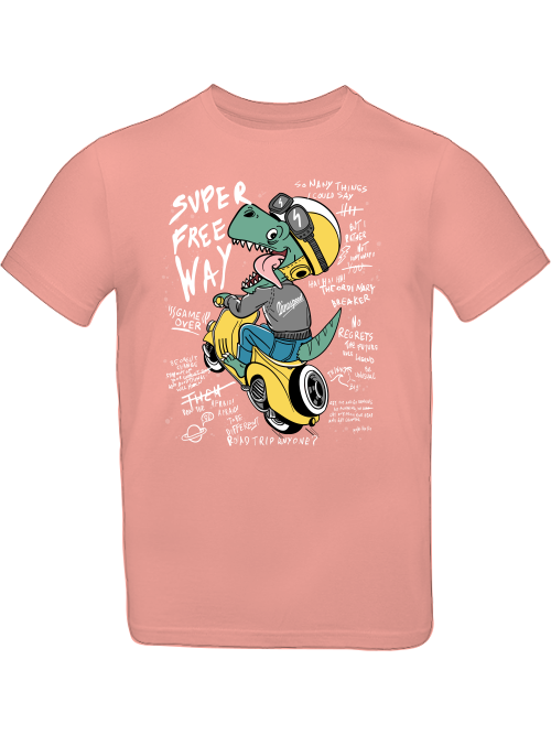 Camiseta Dinospeed de dibujos animados en scooter para niños