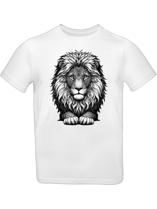 T-shirt kids mandala lion head in gray