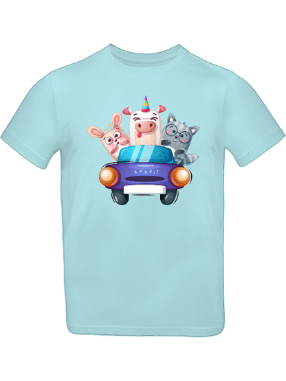 Camiseta infantil con estampado de dibujos animados de un cerdo, un conejo y un gato SK