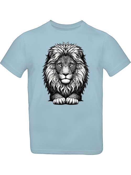 T-shirt kids mandala lion head in gray