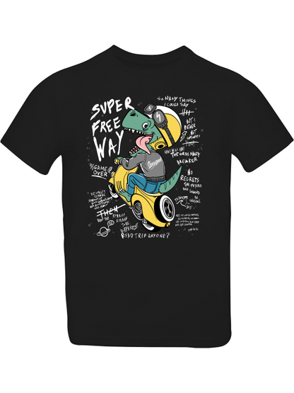 Cartoon Dinospeed auf Motorroller T-Shirt Kids SK