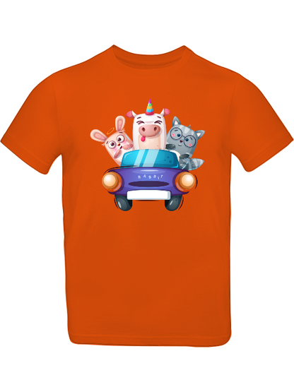 Camiseta infantil con estampado de dibujos animados de un cerdo, un conejo y un gato SK