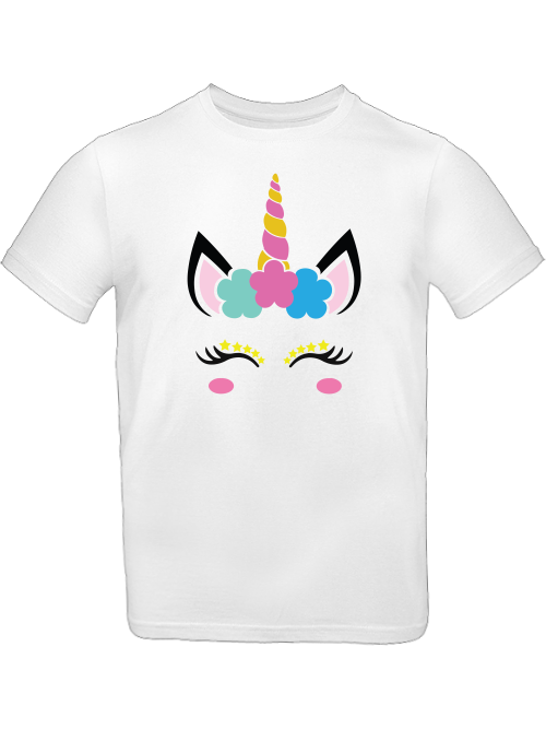 Einhorn Flower and Stars Unicorn Face T-Shirt Kids SK