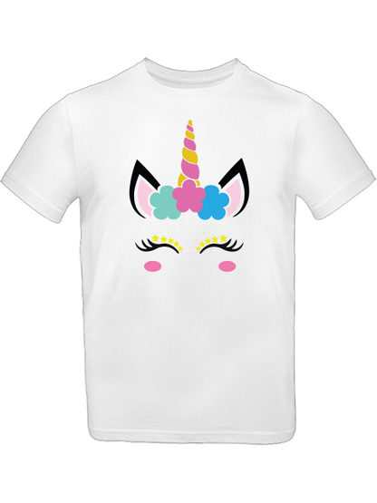 Einhorn Flower and Stars Unicorn Face T-Shirt Kids SK