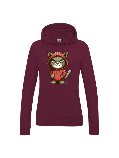 Girlie College Hoodie grimmige Katze