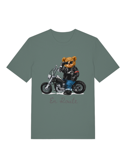 Biker Teddy En Route Front - Unisex Erwachsenen Bio Creator T-Shirt SH