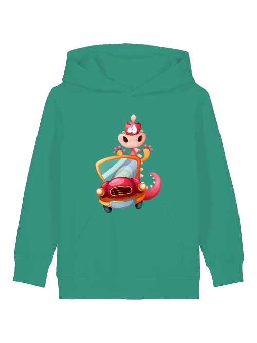 Cartoon Drache im Auto - Mini Cruiser Hoodie 2.0 Kinder Kapuzenpullover SK