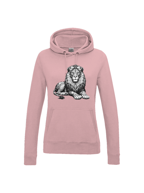 Girlie College Hoodie Mandala Löwe in grau